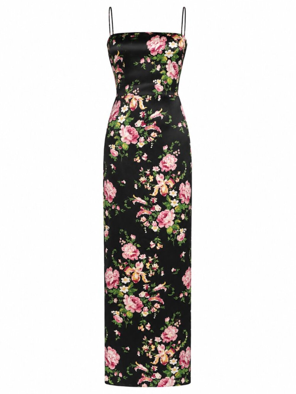 Reformation Frankie Silk Maxi Dress Polina Black Pink Floral Wedding Formal 0